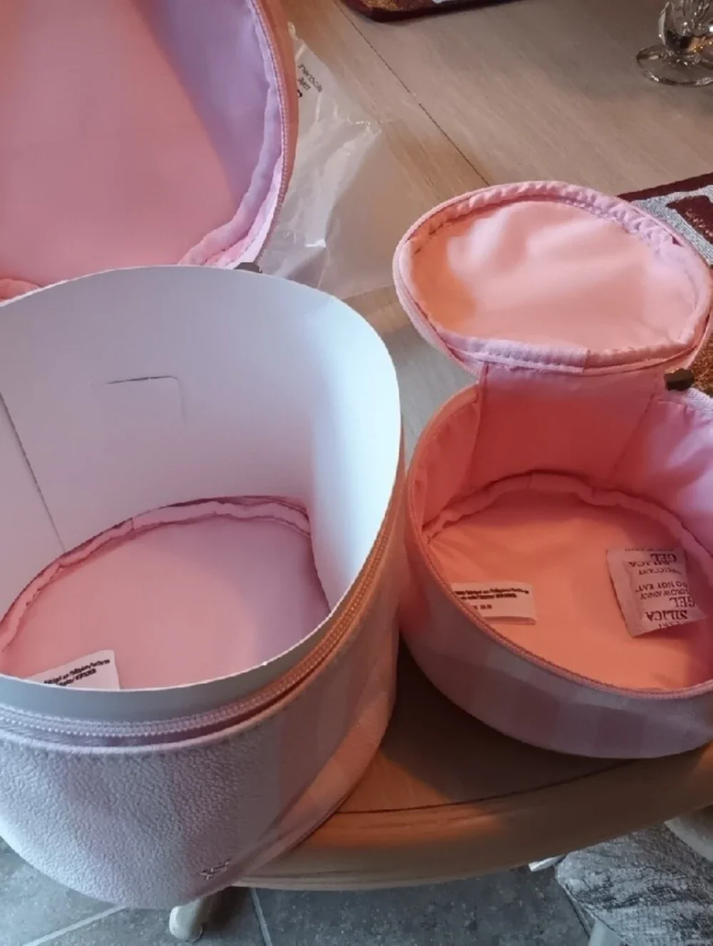 Victoria's Secret Striped Pink Travel Cosmetic Case with Top Handle - 2 Pack!